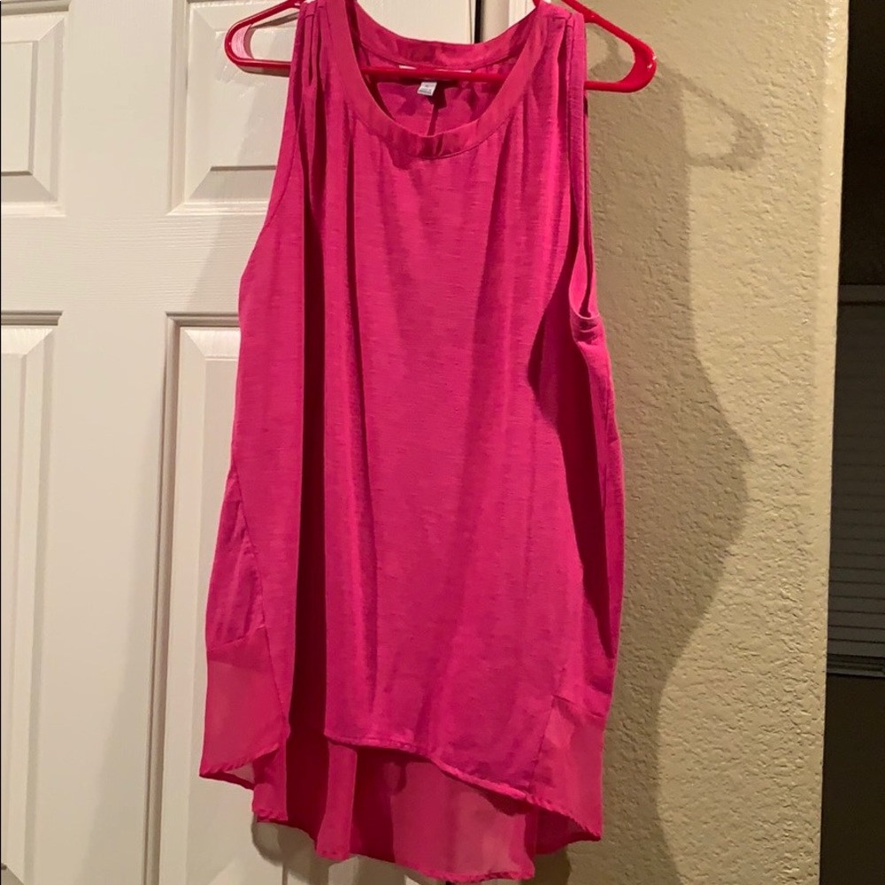 Pink high-low tank top